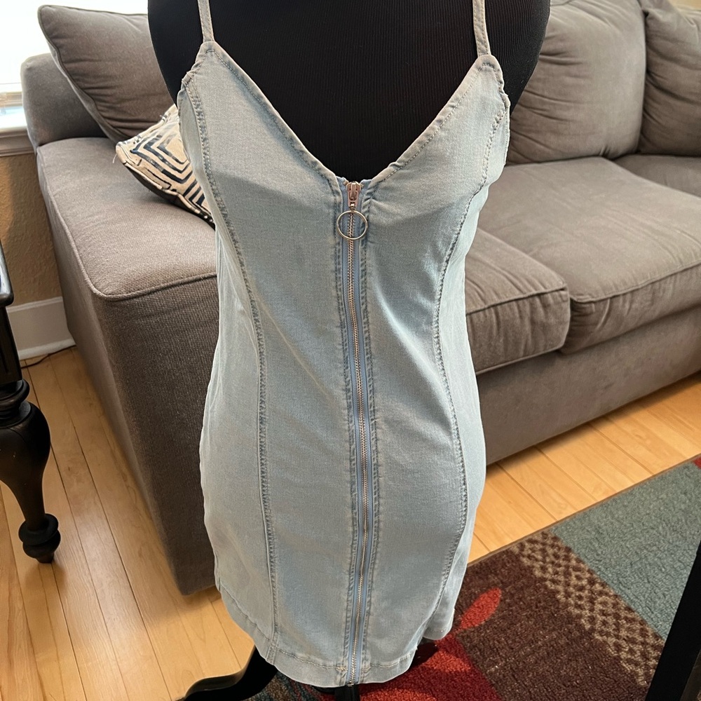 Zip-up Jean Tank Dress Sz S